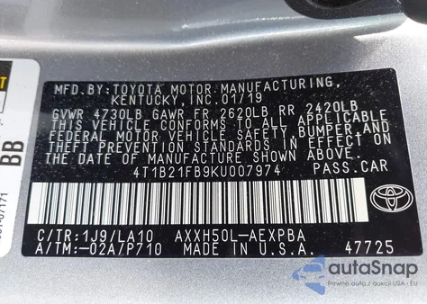 2019 Toyota Avalon Hybrid Limited из США, поврежденный, VIN 4T1B21FB9KU007974